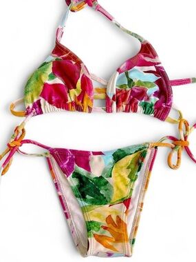 Água de Coco Colorful Floral Tie-Side Bikini Set